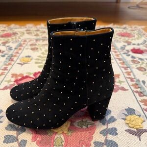 SEZANE LEA BOOTS - BLACK SUEDE STUDDED ANKLE BOOTS EU39